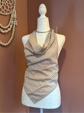 Abercrombie & Fitch Beige Striped Cowl Neck Tank